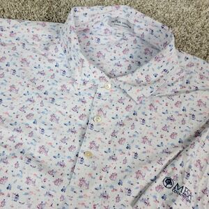 Peter Millar Summer Comfort Mens XL White AOP Wine Glass Performance Polo